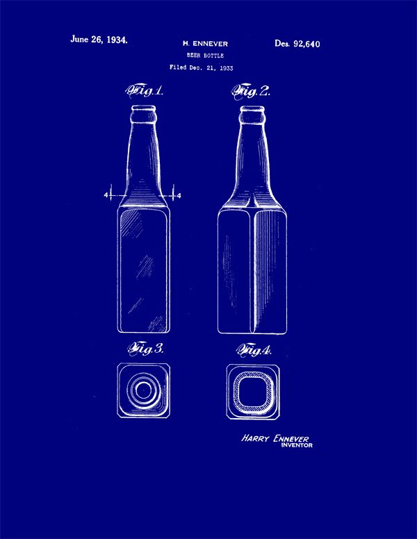 Beer Bottle Patent Wall Art Official Prints - Beer Bottle Wall Art